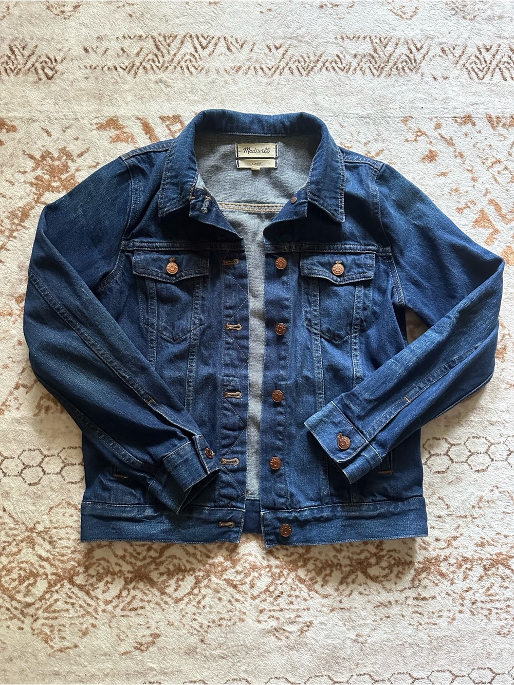 Madewell Indigo Blue Denim Jacket with Copper Buttons